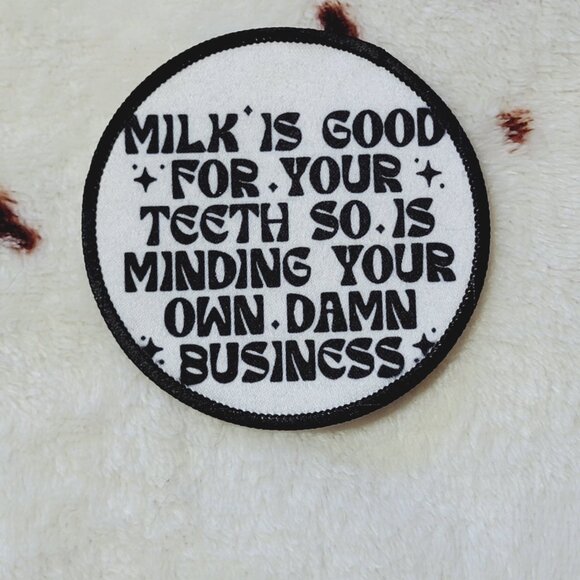 Mind Your Business Funny DYI Fabric Hat Patch Glue Iron On Sew Custom Hat Patch - Picture 4 of 4